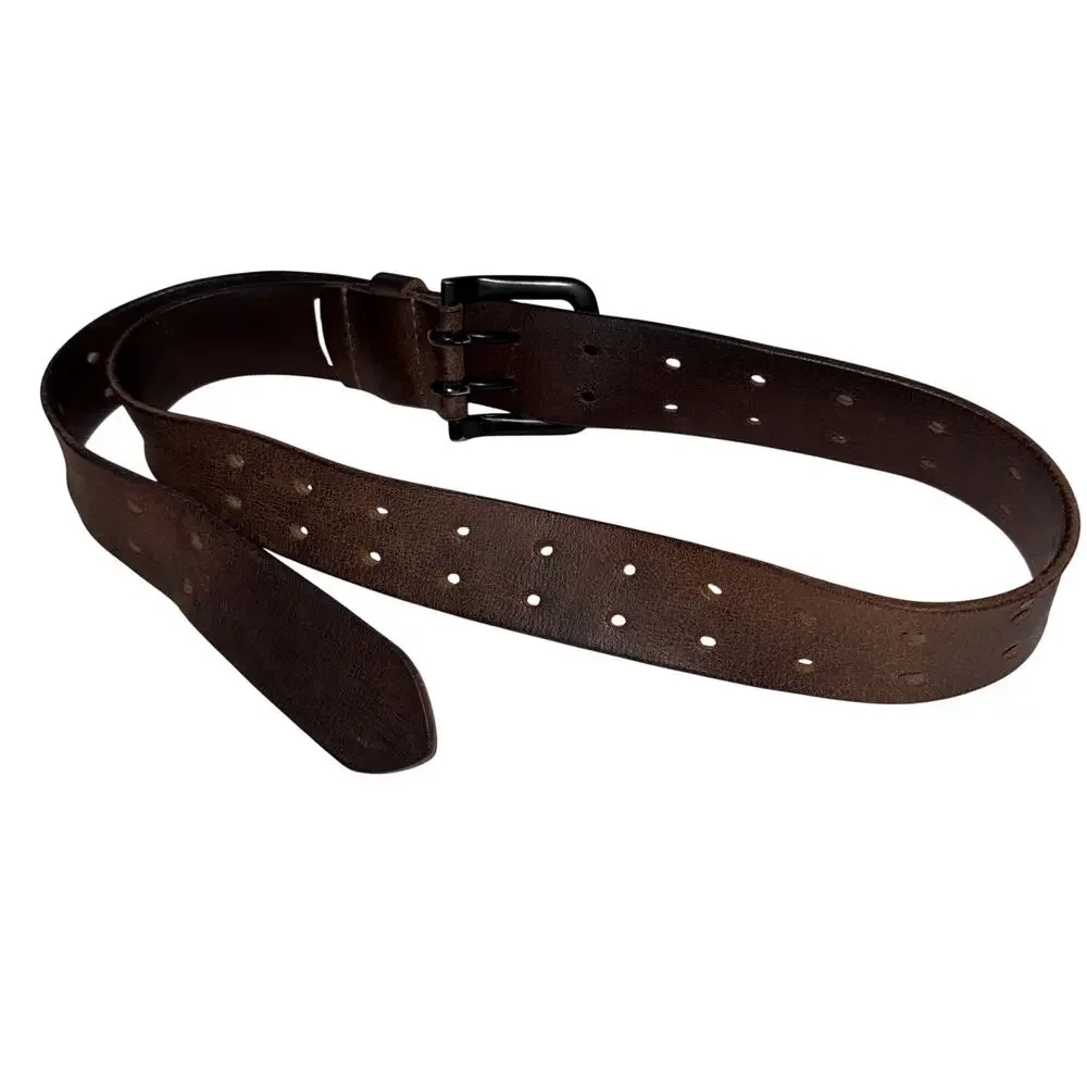 Stone Mountain Genuine Leather Brown Belt Double Prong S 30-32 Western Quality